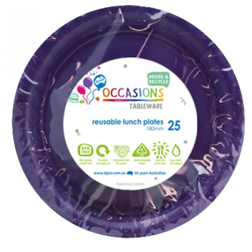 DISPOSABLE ENTREE / SNACK PLATE - PURPLE BULK PACK OF 100