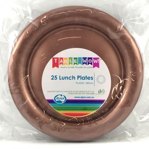 DISPOSABLE ENTREE / SNACK PLATE - ROSE GOLD PACK OF 25