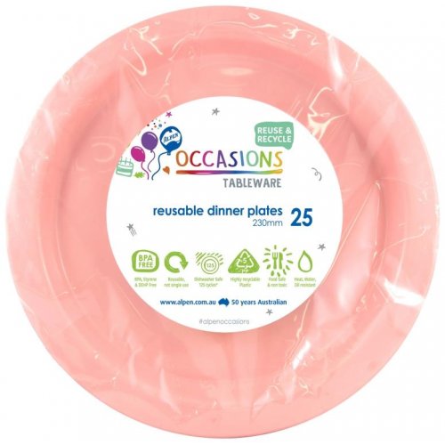 DISPOSABLE DINNER PLATE - PALE PINK BULK PACK OF 100