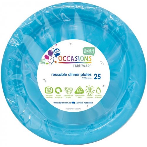 DISPOSABLE DINNER PLATE - AZURE BLUE BULK PACK OF 100