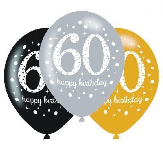 BALLOONS LATEX - 60TH SPARKLING ASSORTMENT - PACK 24