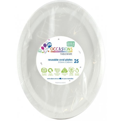 DISPOSABLE PLATES LARGE OVAL - WHITE BULK PACK OF 100