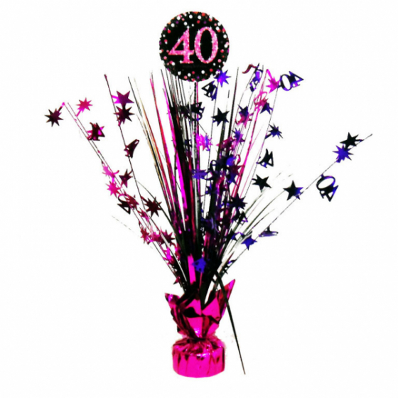 40TH BIRTHDAY WEIGHTED CENTREPIECE - PINK
