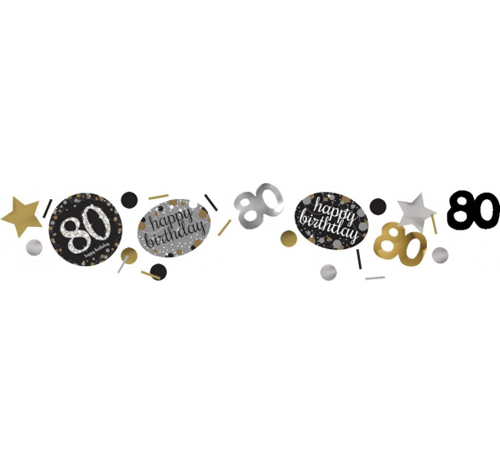 80TH BIRTHDAY SCATTERS SPARKLING - SILVER, GOLD & BLACK