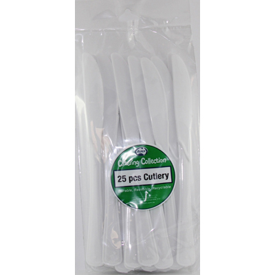 DISPOSABLE CUTLERY - WHITE KNIVES PK 25