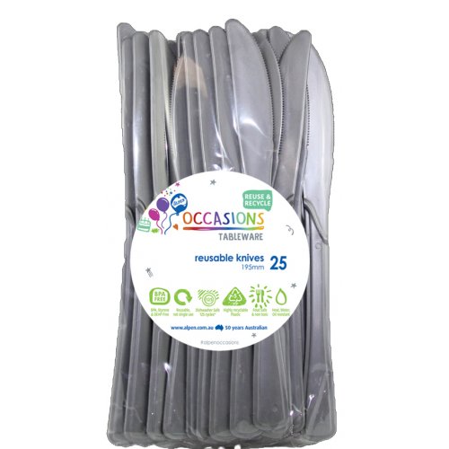 DISPOSABLE CUTLERY - SILVER KNIVES BULK PACK OF 100