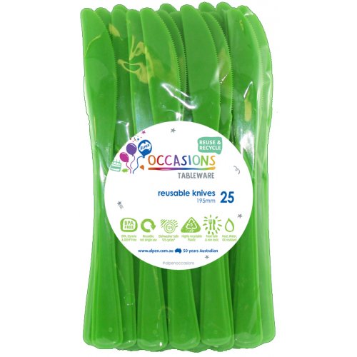 DISPOSABLE CUTLERY - LIME KNIVES BULK PACK OF 100