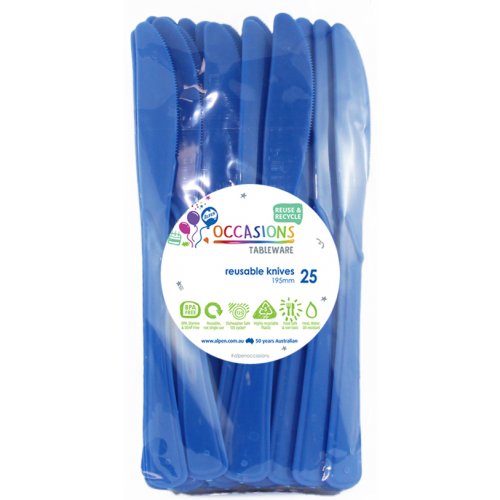 DISPOSABLE CUTLERY - ROYAL BLUE KNIVES BULK PACK OF 100
