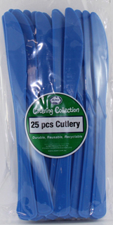 DISPOSABLE CUTLERY - BLUE KNIVES PK 25