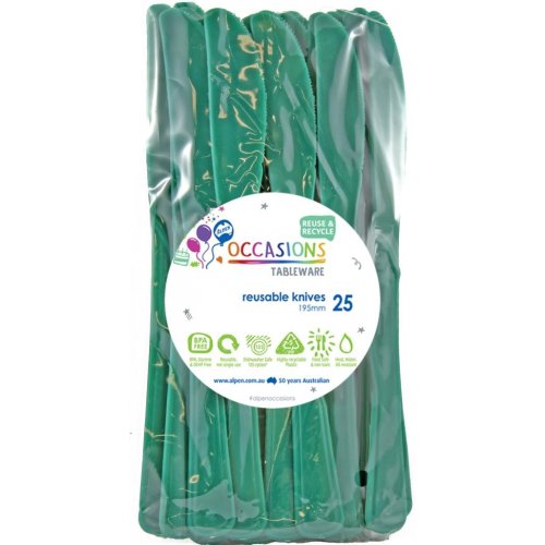 DISPOSABLE CUTLERY - GREEN KNIVES BULK PACK OF 100