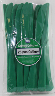 DISPOSABLE CUTLERY - GREEN KNIVES PK 25