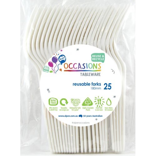 DISPOSABLE CUTLERY - WHITE FORKS BULK PACK OF 100