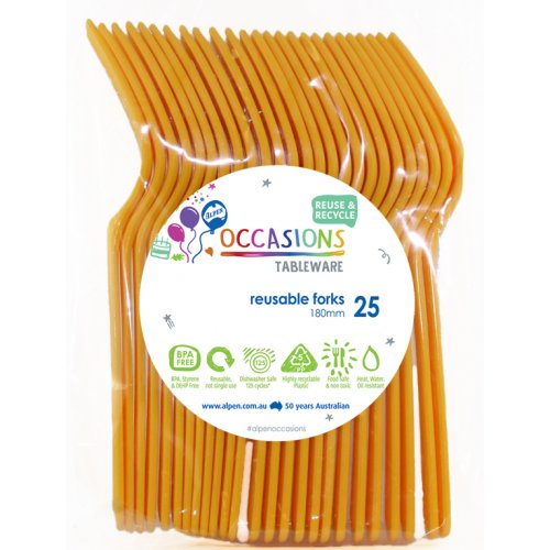 DISPOSABLE CUTLERY - YELLOW FORKS BULK PACK OF 100