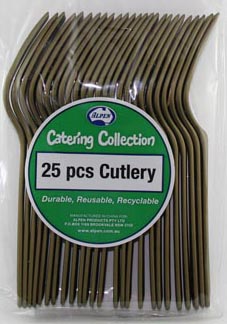 DISPOSABLE CUTLERY - GOLD FORKS PK 25