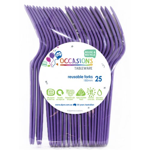 DISPOSABLE CUTLERY - PURPLE FORKS BULK PACK OF 100