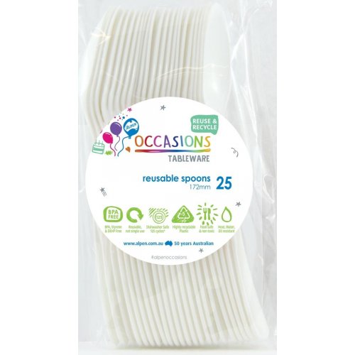 DISPOSABLE CUTLERY - WHITE SPOONS BULK PACK OF 100