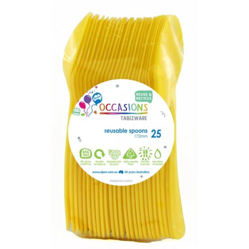 DISPOSABLE CUTLERY - YELLOW SPOONS BULK PACK OF 100