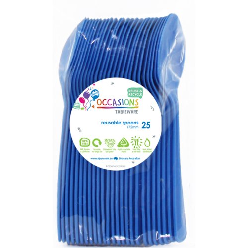 DISPOSABLE CUTLERY - ROYAL BLUE SPOONS BULK PACK OF 100