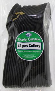 DISPOSABLE CUTLERY - BLACK SPOONS PK 25