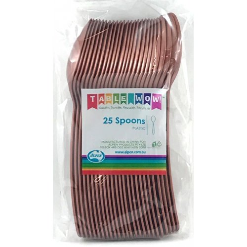 DISPOSABLE CUTLERY - ROSE GOLD SPOONS PK 25