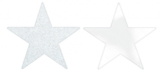 STARS - WHITE FOIL & GLITTER 12CM - PACK 5