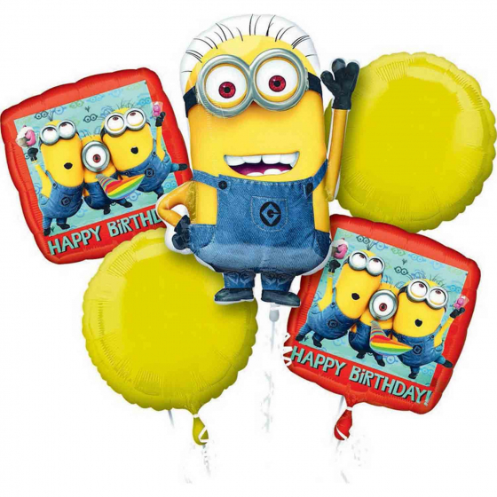 FOIL BALLOON - MINION 'HAPPY BIRTHDAY' BOUQUET PACK OF 5