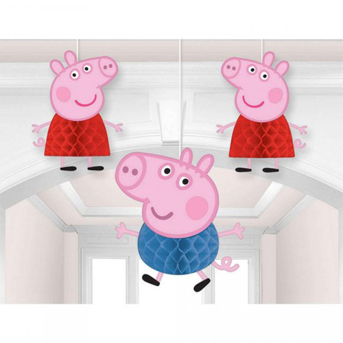 PEPPA PIG HANGING HONEYCOMB DECORATIONS - PACK OF 2