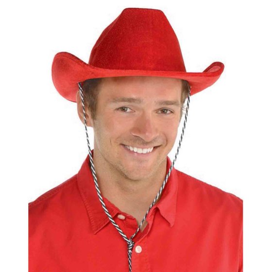 COWBOY HAT VELOUR - RED, WHITE OR BLUE