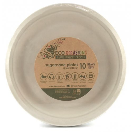ECO PLANT FIBRE SUGARCANE DINNER PLATES NATURAL - BOX 100