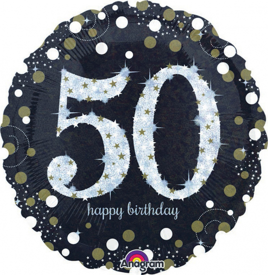 FOIL BALLOON - 50TH BIRTHDAY SPARKLING BLACK