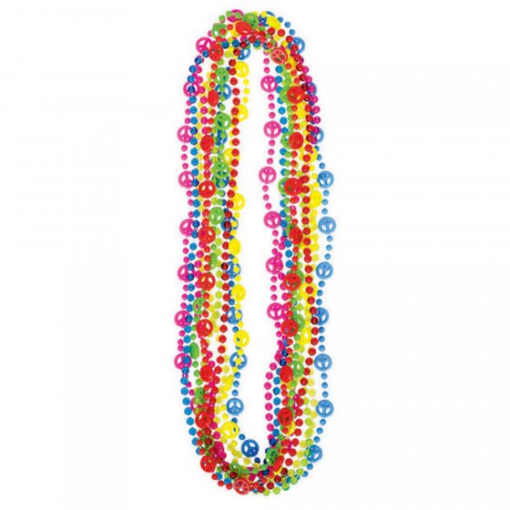 HIPPIE PEACE SIGN FEELING GROOVY PARTY BEADS - PACK OF 10