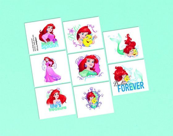 PARTY FAVOURS - MERMAID ARIEL TATTOOS - PACK 8