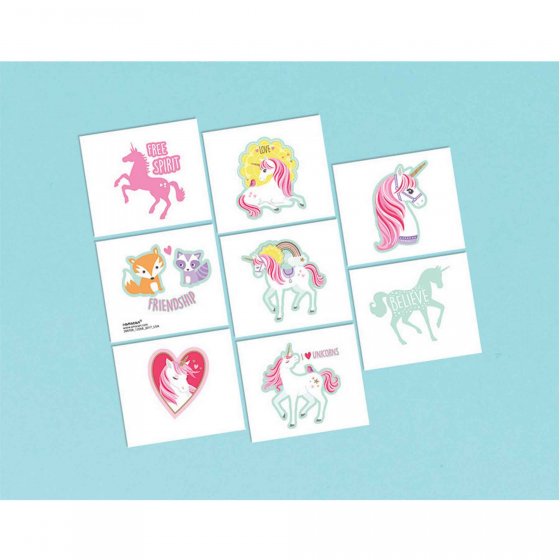 PARTY FAVOURS - UNICORN TATTOOS - PACK OF 8