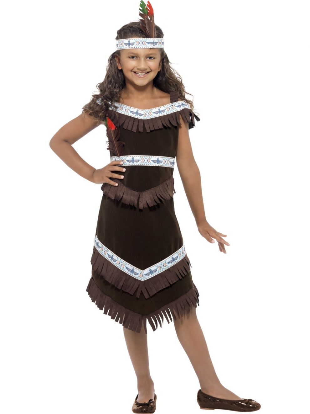 INDIAN SQUAW GIRL FANCY DRESS COSTUME - LARGE