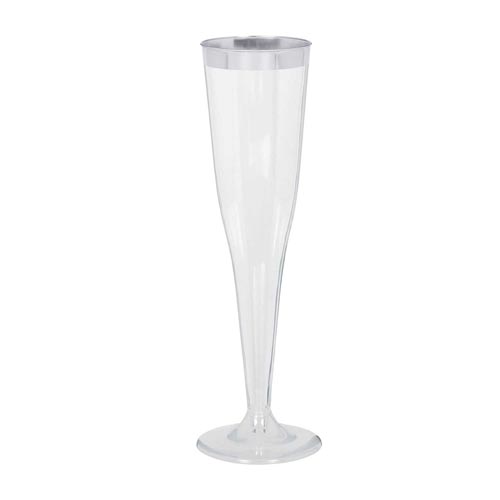 PREMIUM CHAMPAGNE FLUTES SILVER RIMMED - PACK OF 8
