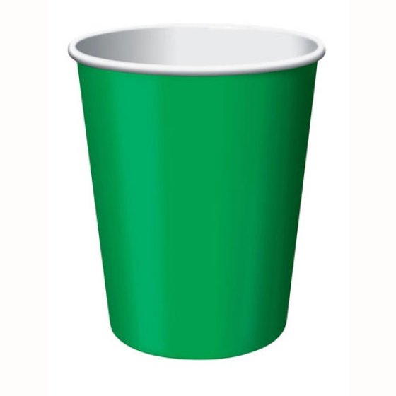 CHRISTMAS GREEN COLOURED PAPER CUPS - PACK 24
