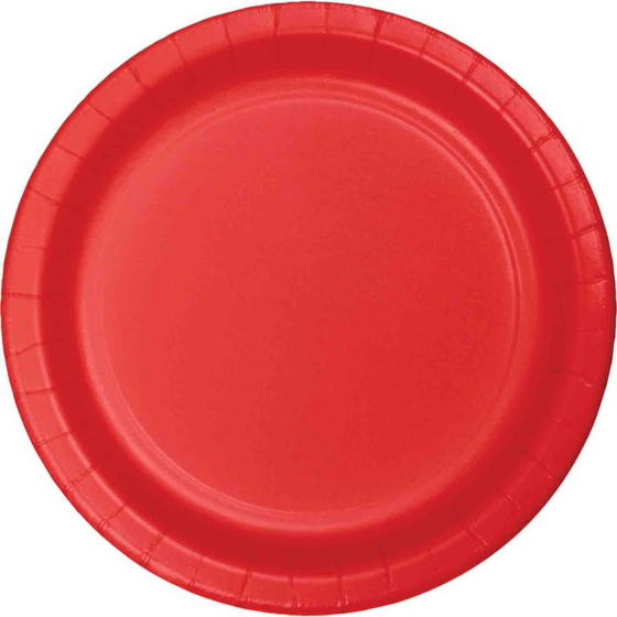 DISPOSABLE ENTREE/SNACK PAPER PLATE - CLASSIC RED PACK OF 24