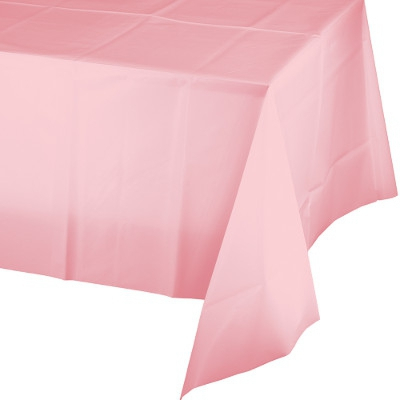 DISPOSABLE TABLECOVER - RECTANGULAR PALE PINK PLASTIC