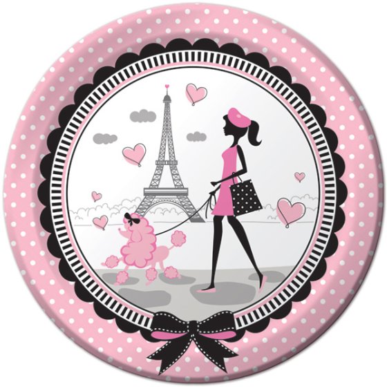 DAY IN PARIS PARTY PLATES - PACK OF 8