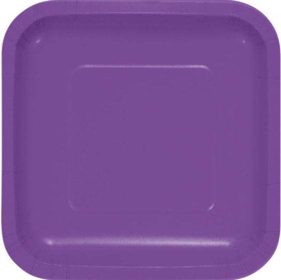 DISPOSABLE LUNCH PAPER PLATE SQUARE - AMETHYST/PURPLE PACK OF 18
