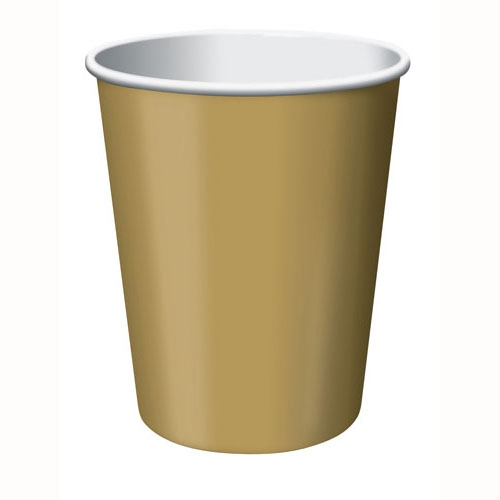 FOIL TWO TONE GLITTERING GOLD PAPER CUPS - PACK OF 24