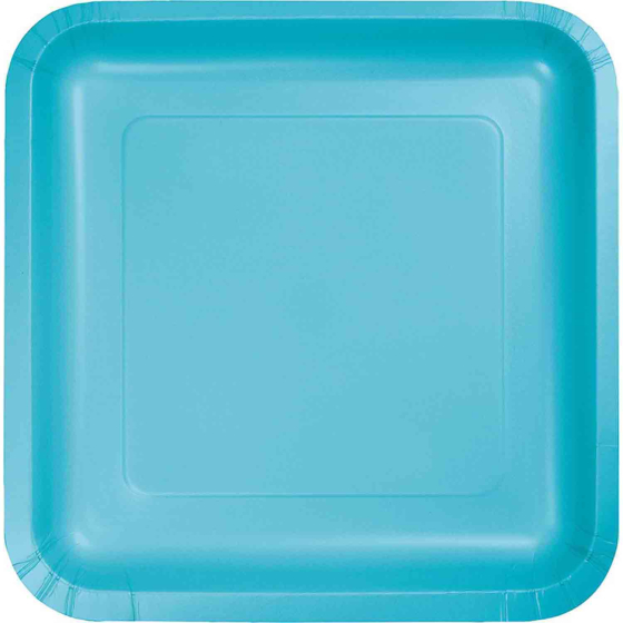 DISPOSABLE LUNCH PAPER PLATE SQUARE - BERMUDA BLUE PACK OF 18