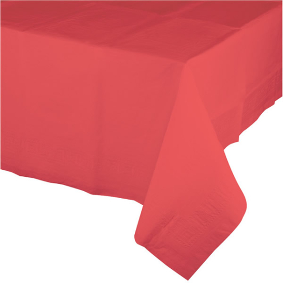 DISPOSABLE TABLECOVER - RECTANGULAR CORAL PLASTIC