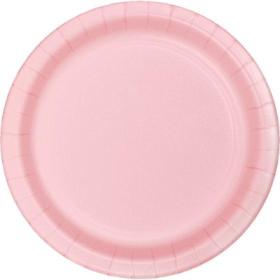 DISPOSABLE ENTREE/SNACK PAPER PLATE - PALE PINK PACK OF 24