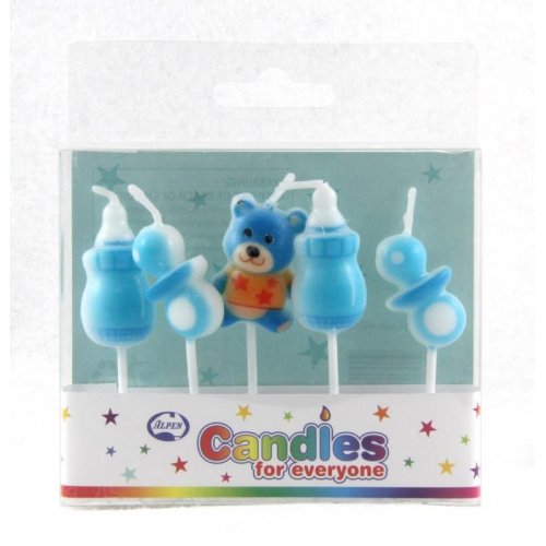 BABY SHOWER BLUE BOY CANDLES - PACK OF 5