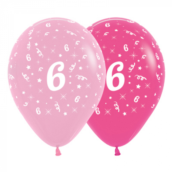 BALLOONS LATEX - 6TH FASHION PINK & HOT PINK PACK OF 6