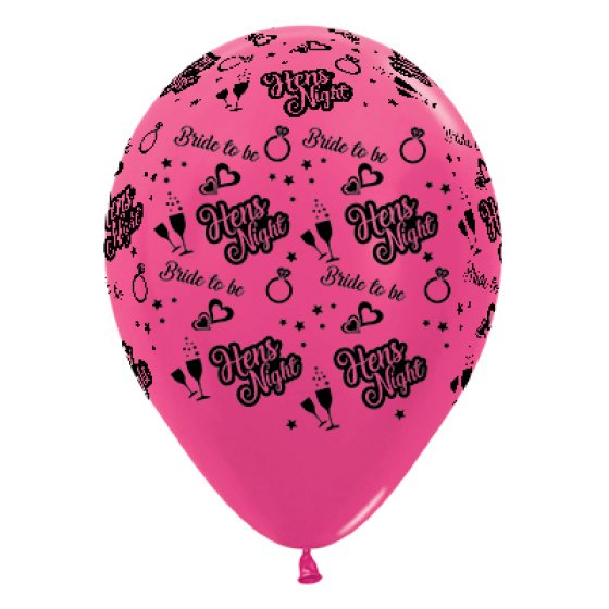 BALLOONS LATEX - HEN'S NIGHT BUBBLY WILD BERRY PACK OF 24