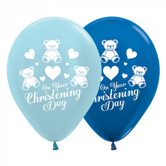 BALLOONS LATEX - 'ON YOUR CHRISTENING DAY' BLUE - PACK OF 6