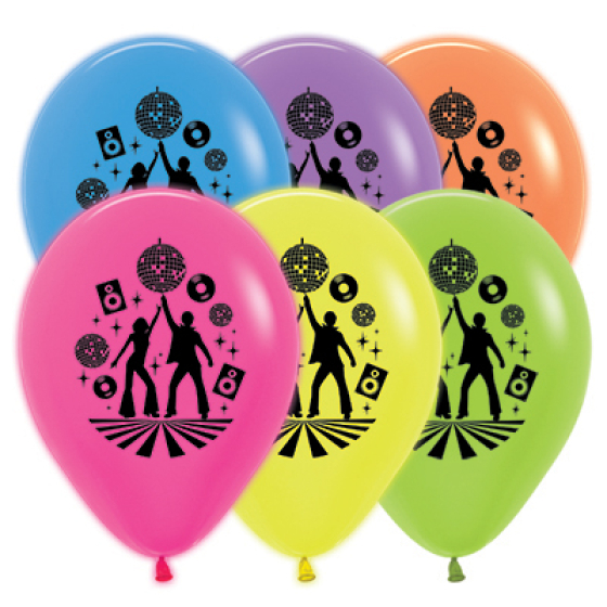 BALLOONS LATEX - DISCO DANCERS NEON MIX PACK OF 25