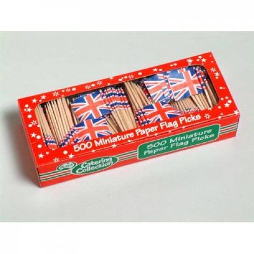 BRITISH FLAG FOOD PICKS - PACK OF 500